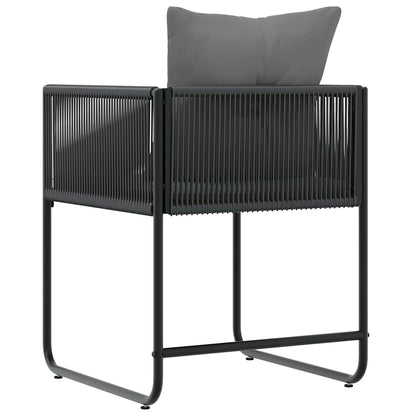 Chair with Cushion 4 pcs Black and Anthracite PE Rattan