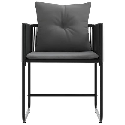 Chair with Cushion 4 pcs Black and Anthracite PE Rattan