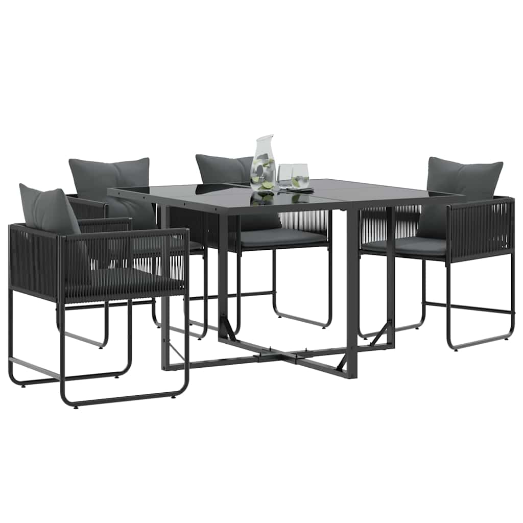 Chair with Cushion 4 pcs Black and Anthracite PE Rattan