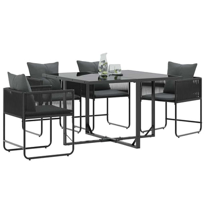 Chair with Cushion 4 pcs Black and Anthracite PE Rattan