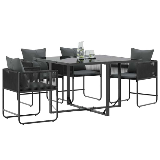 Chair with Cushion 4 pcs Black and Anthracite PE Rattan