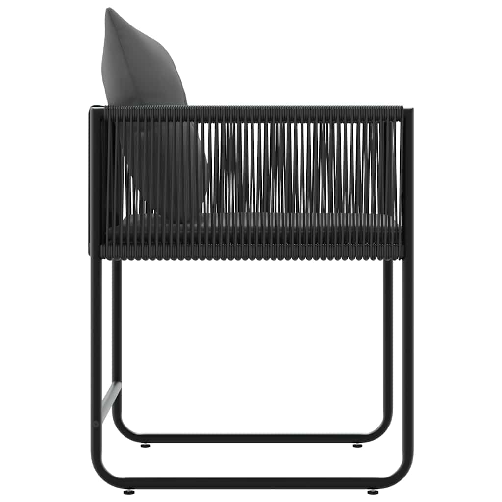 Chair with Cushion 4 pcs Black and Anthracite PE Rattan
