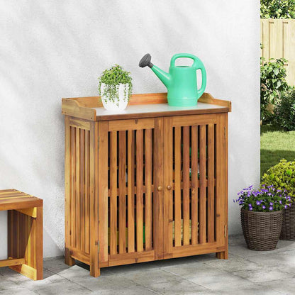 Garden Cabinet Natural 93 x 41.5 x 98cm Solid Acacia Wood