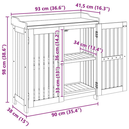 Garden Cabinet Natural 93 x 41.5 x 98cm Solid Acacia Wood