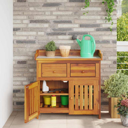Garden Cabinet Natural 78 x 36.5 x 78cm Solid Acacia Wood