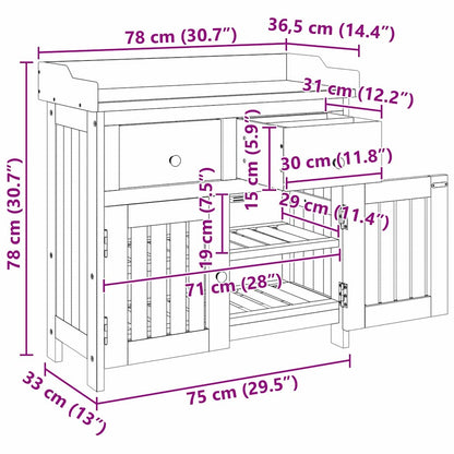 Garden Cabinet Natural 78 x 36.5 x 78cm Solid Acacia Wood