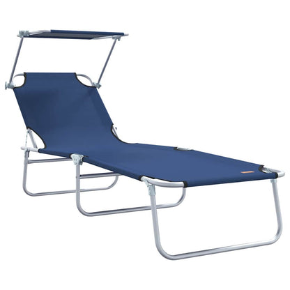 Sun Lounger Folding 2 pcs Blue 58 x 188 x 77cm Polyester