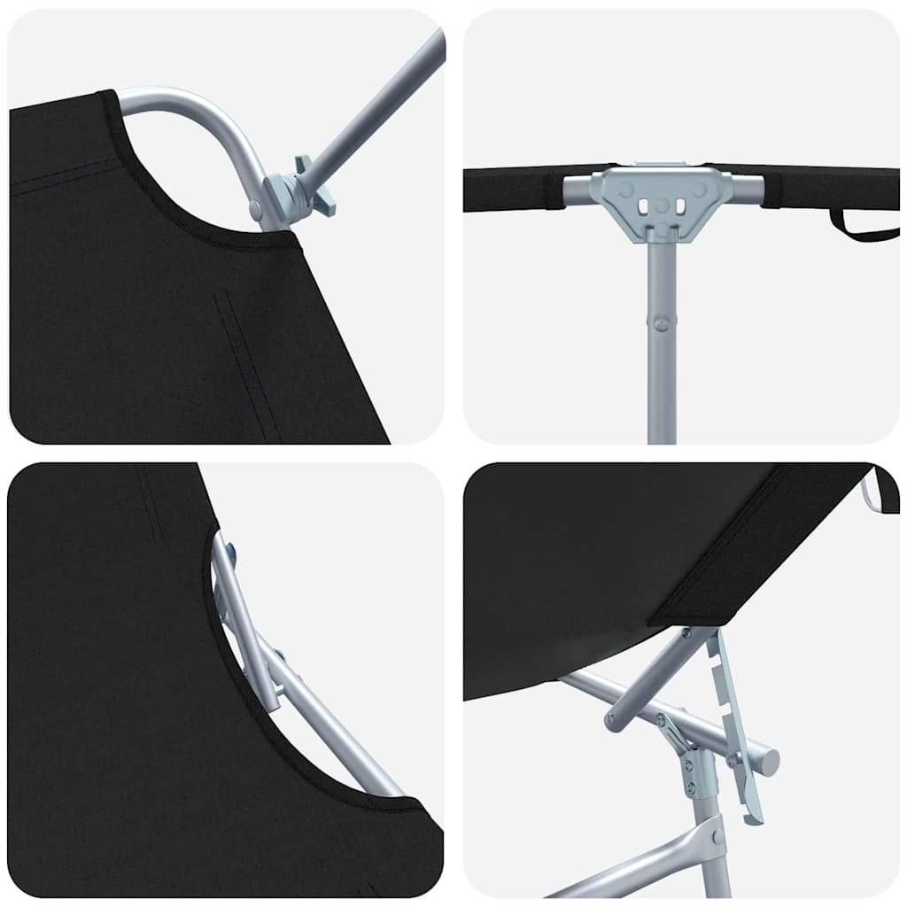 Sun Lounger Folding 2 pcs Black 58 x 188 x 77cm Polyester