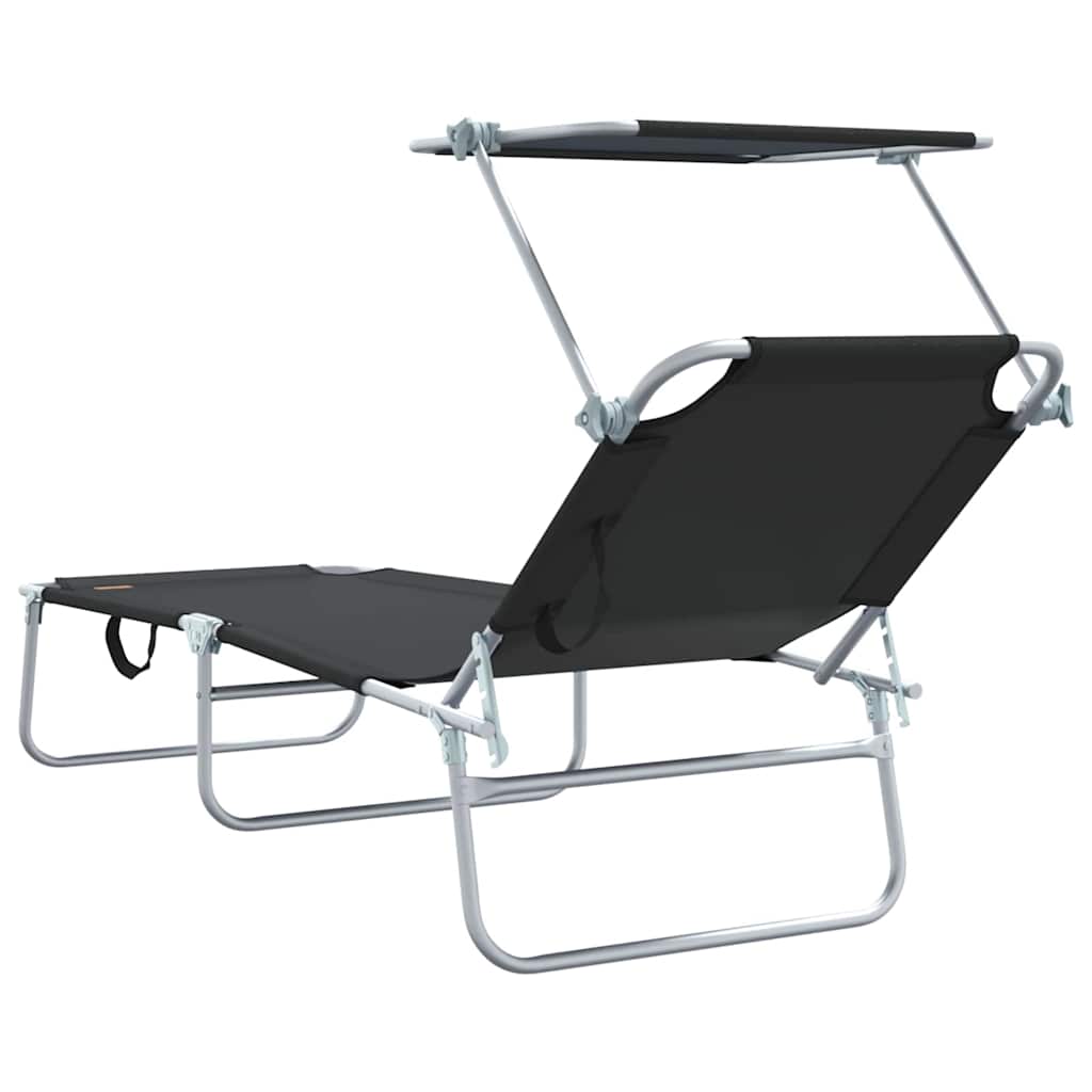 Sun Lounger Folding 2 pcs Black 58 x 188 x 77cm Polyester