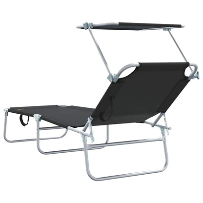 Sun Lounger Folding 2 pcs Black 58 x 188 x 77cm Polyester