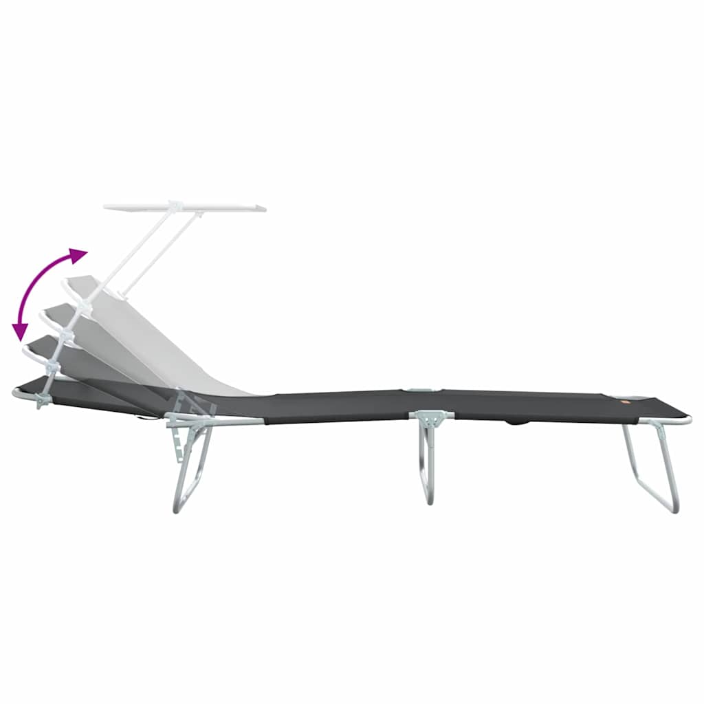 Sun Lounger Folding 2 pcs Black 58 x 188 x 77cm Polyester