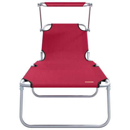Sun Lounger Folding 2 pcs Red 58 x 188 x 77cm Polyester