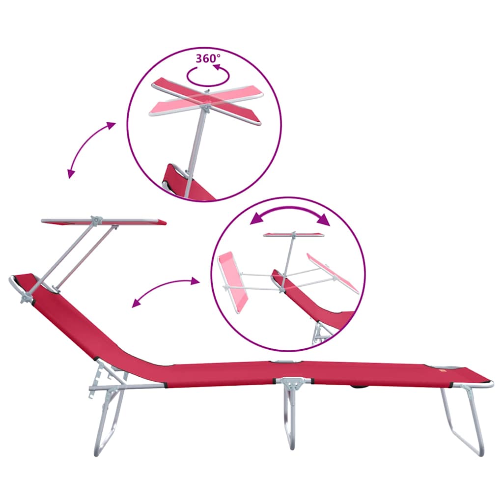 Sun Lounger Folding 2 pcs Red 58 x 188 x 77cm Polyester