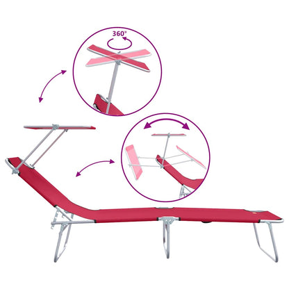 Sun Lounger Folding 2 pcs Red 58 x 188 x 77cm Polyester