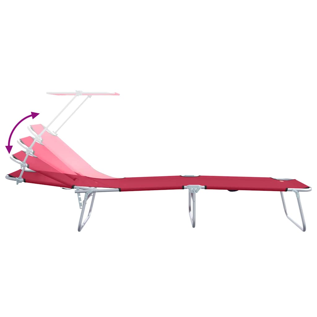Sun Lounger Folding 2 pcs Red 58 x 188 x 77cm Polyester