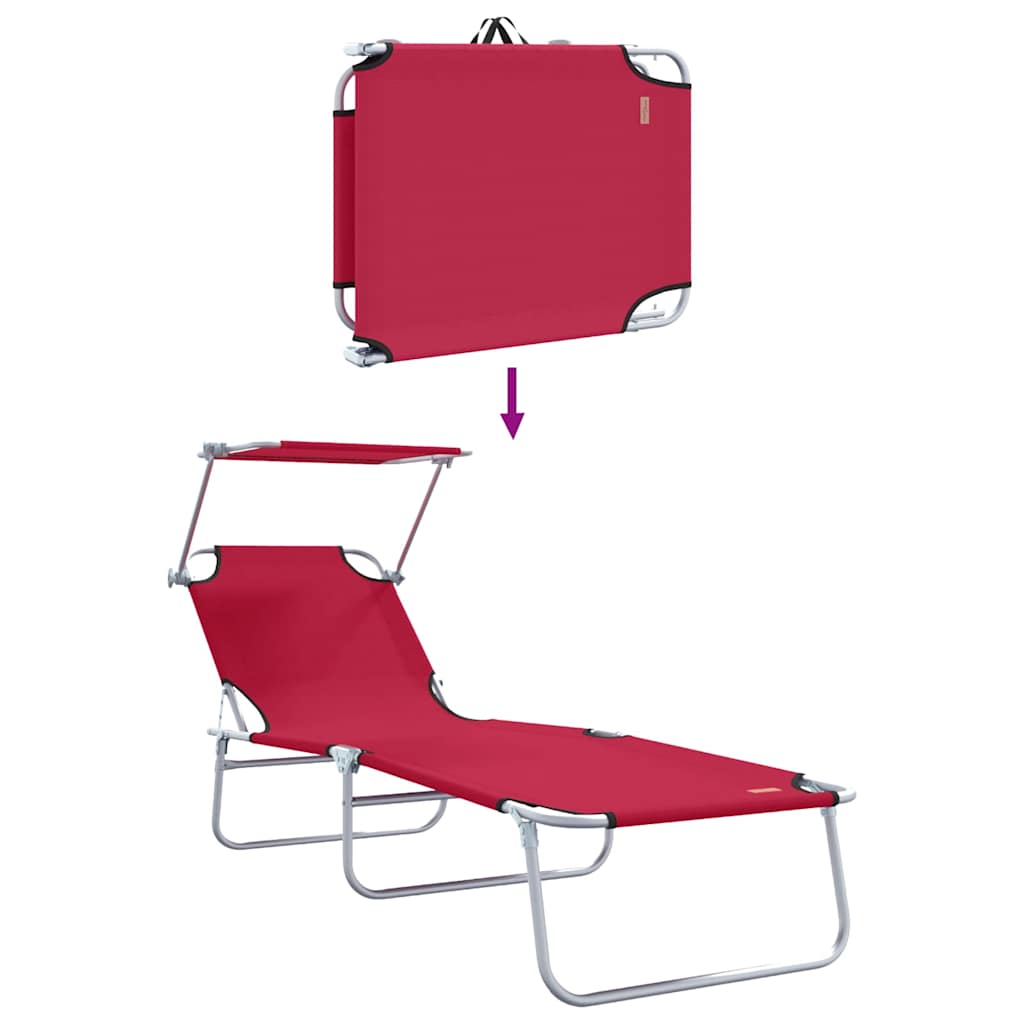 Sun Lounger Folding 2 pcs Red 58 x 188 x 77cm Polyester