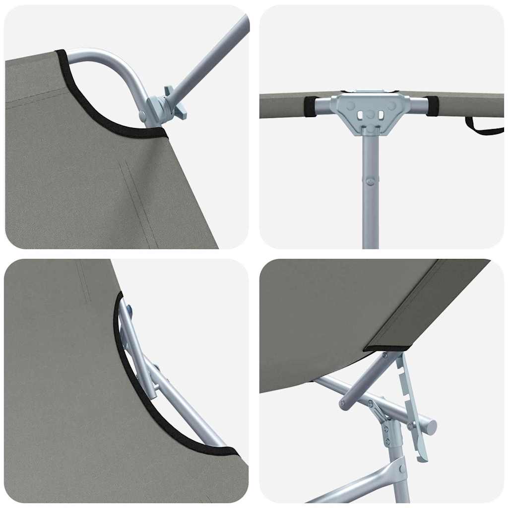 Sun Lounger Folding 2 pcs Grey 58 x 188 x 77cm Polyester