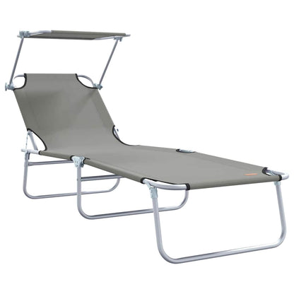 Sun Lounger Folding 2 pcs Grey 58 x 188 x 77cm Polyester