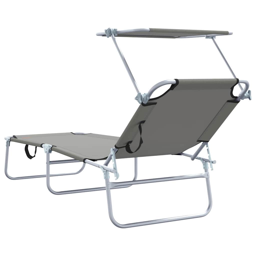 Sun Lounger Folding 2 pcs Grey 58 x 188 x 77cm Polyester