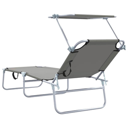 Sun Lounger Folding 2 pcs Grey 58 x 188 x 77cm Polyester