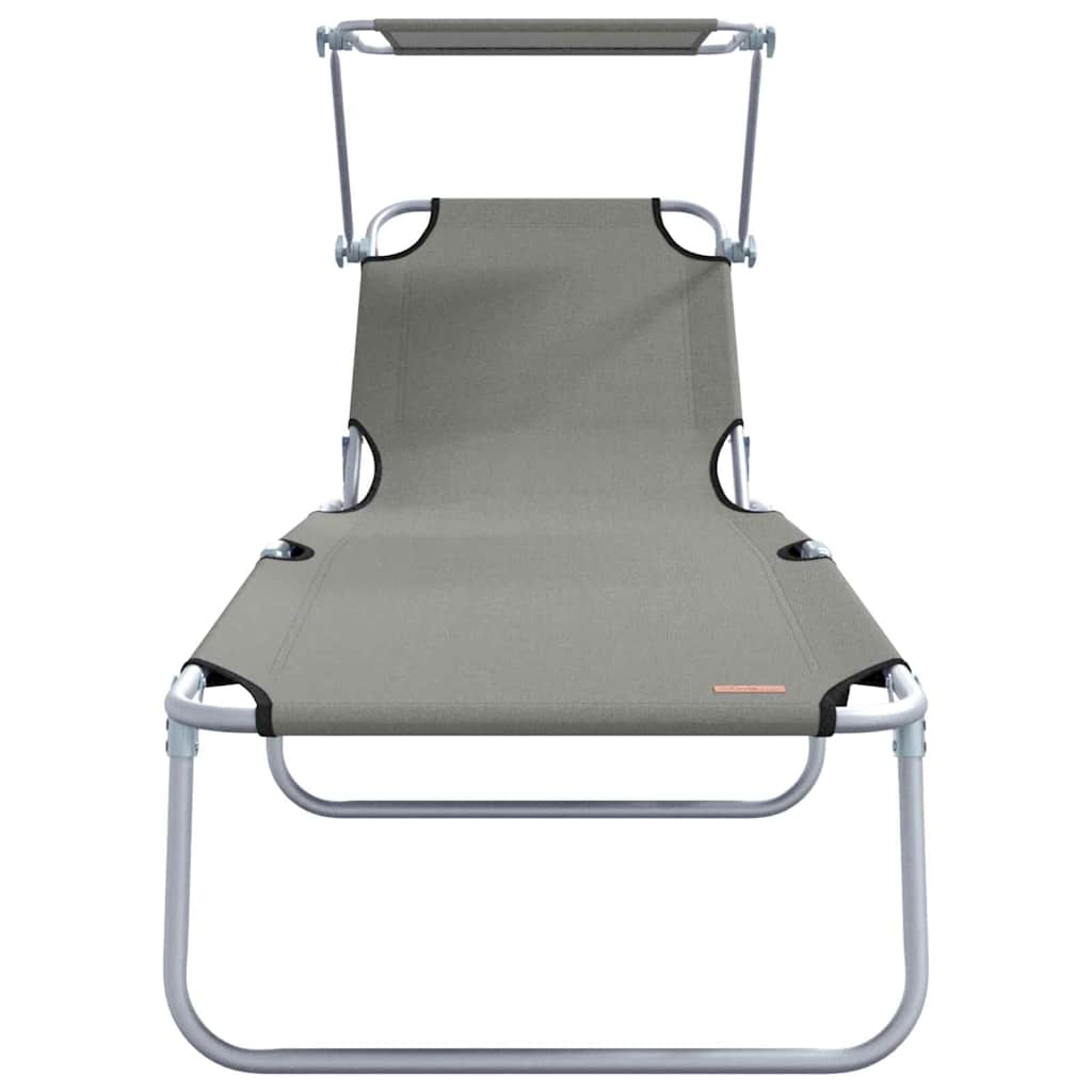 Sun Lounger Folding 2 pcs Grey 58 x 188 x 77cm Polyester