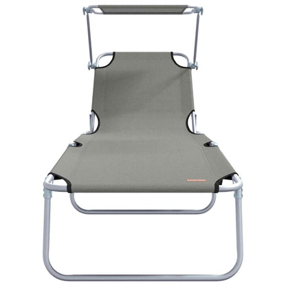 Sun Lounger Folding 2 pcs Grey 58 x 188 x 77cm Polyester