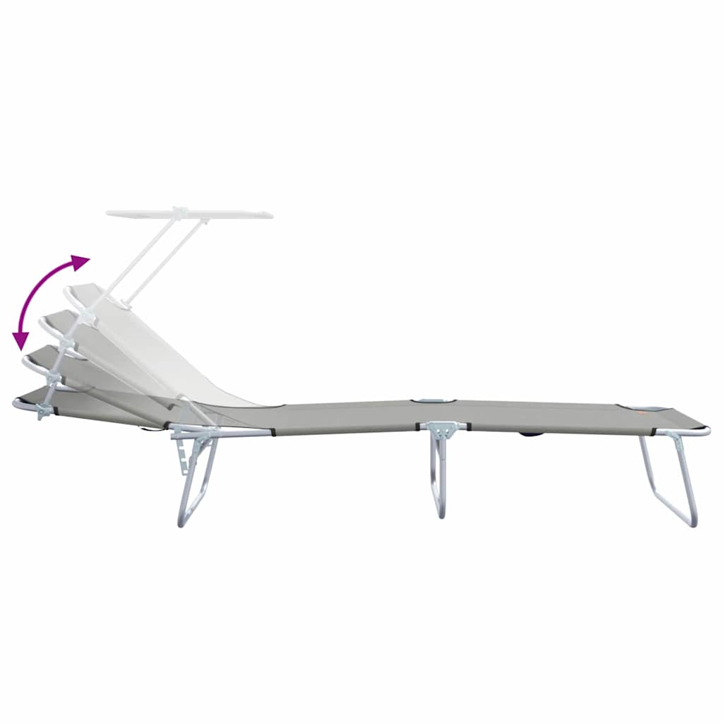 Sun Lounger Folding 2 pcs Grey 58 x 188 x 77cm Polyester