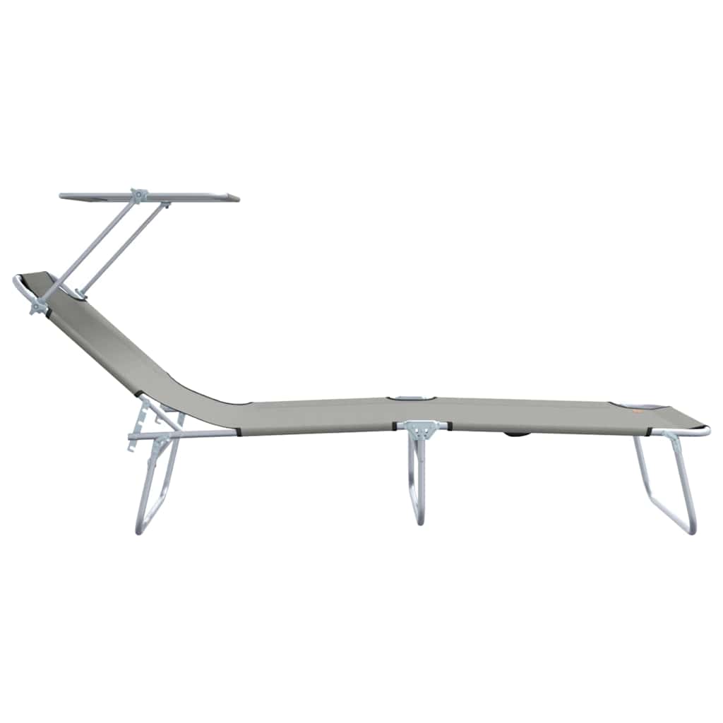 Sun Lounger Folding 2 pcs Grey 58 x 188 x 77cm Polyester