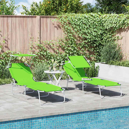Sun Lounger Folding 2 pcs Green 58 x 188 x 77cm Polyester