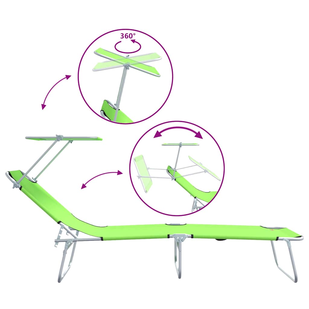 Sun Lounger Folding 2 pcs Green 58 x 188 x 77cm Polyester