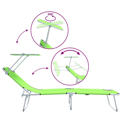 Sun Lounger Folding 2 pcs Green 58 x 188 x 77cm Polyester