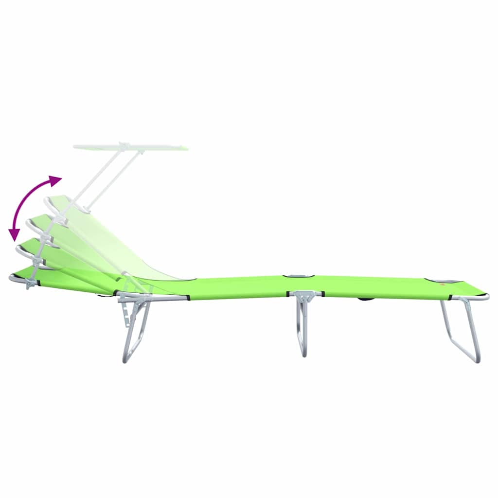 Sun Lounger Folding 2 pcs Green 58 x 188 x 77cm Polyester