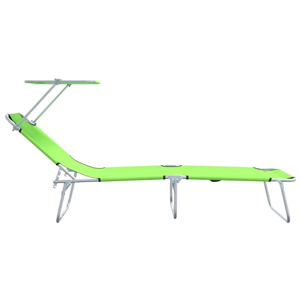 Sun Lounger Folding 2 pcs Green 58 x 188 x 77cm Polyester