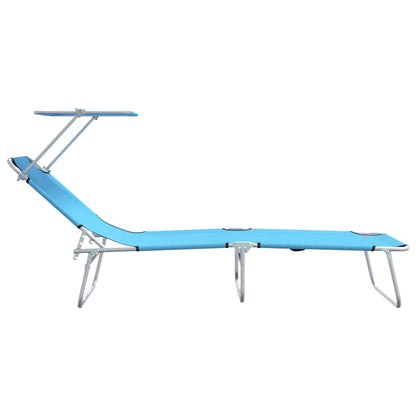 Sun Lounger Folding 2 pcs Bright Blue 58 x 188 x 77cm Polyester
