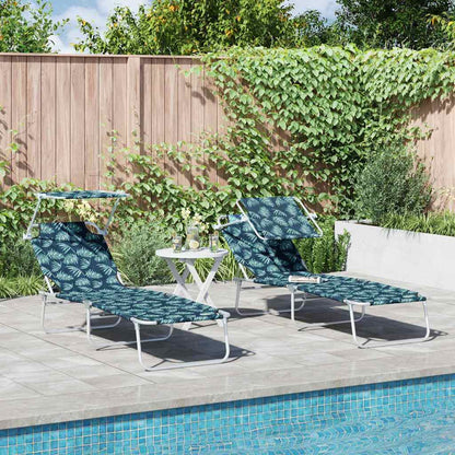 Sun Lounger Folding 2 pcs Green 58 x 188 x 77cm Polyester