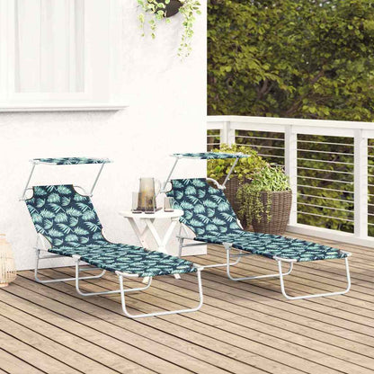 Sun Lounger Folding 2 pcs Green 58 x 188 x 77cm Polyester