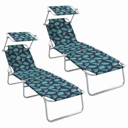 Sun Lounger Folding 2 pcs Green 58 x 188 x 77cm Polyester