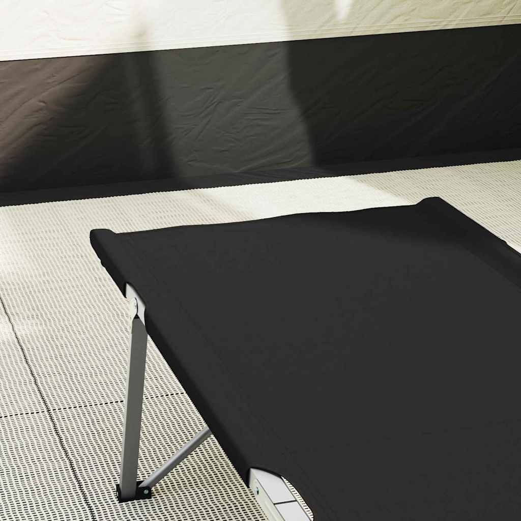 Folding Camping Bed Black 194 x 62.5 x 42.5 cm Oxford and Steel
