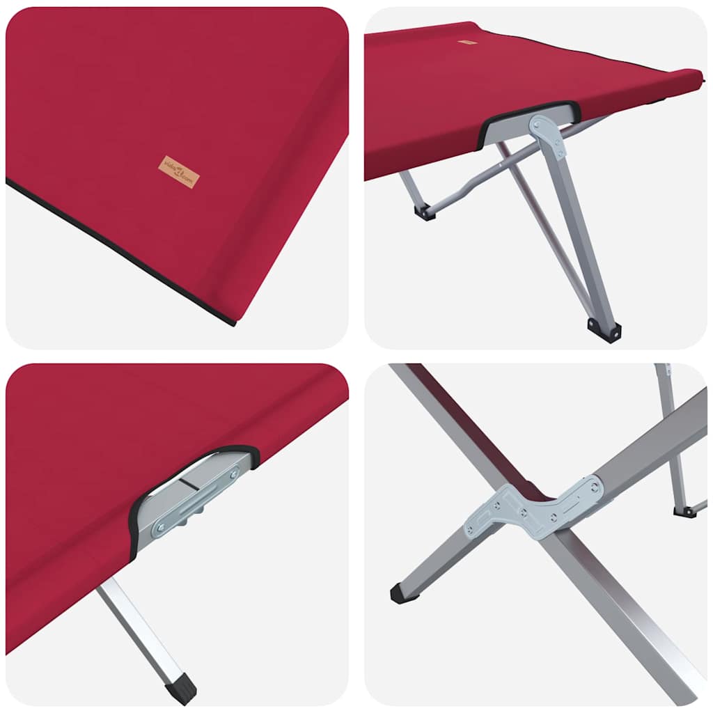 Folding Camping Bed Red 194 x 62.5 x 42.5 cm Oxford and Steel
