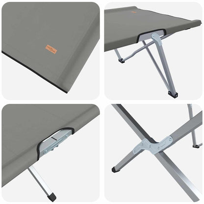 Folding Camping Bed Grey 194 x 62.5 x 42.5 cm Oxford and Steel