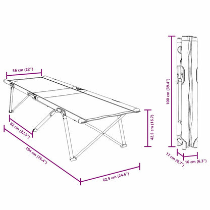 Folding Camping Bed Grey 194 x 62.5 x 42.5 cm Oxford and Steel
