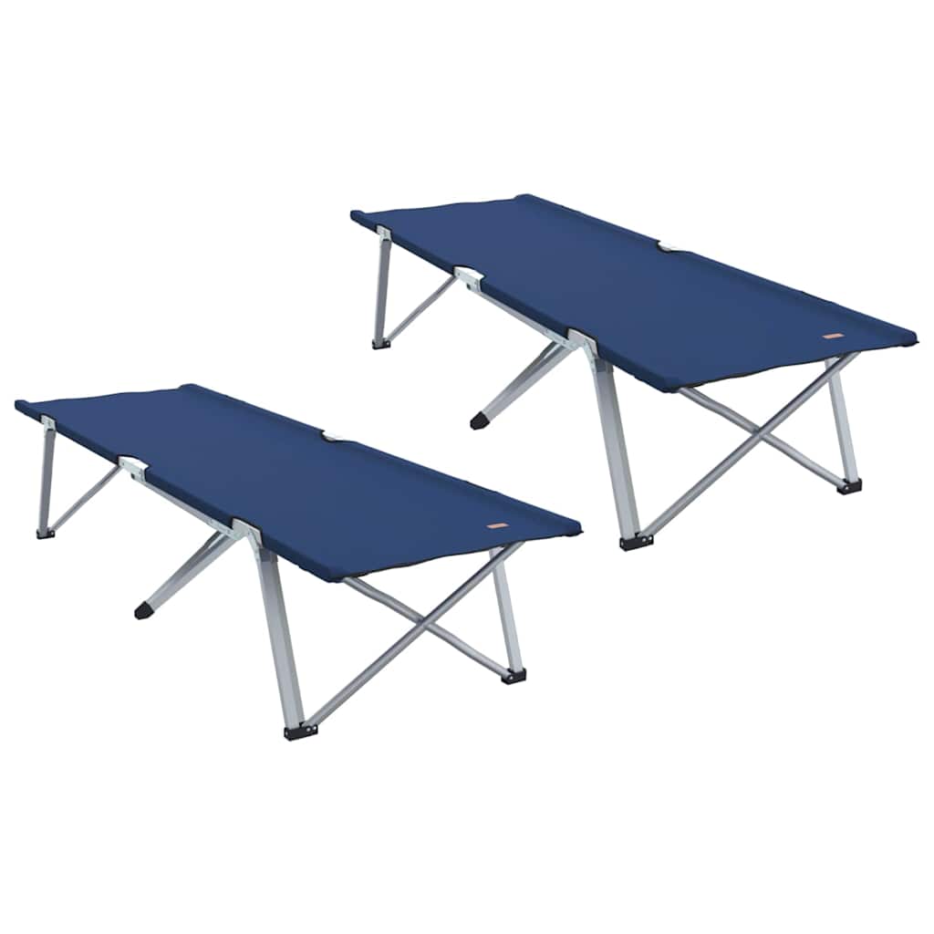 Folding Camping Bed Folding 2 pcs Blue 194 x 62.5 x 42.5 cm