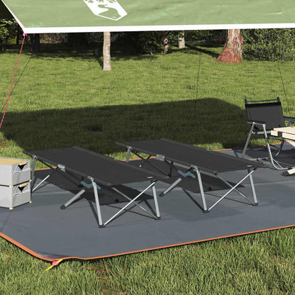 Folding Camping Bed Folding 2 pcs Black 194 x 62.5 x 42.5 cm