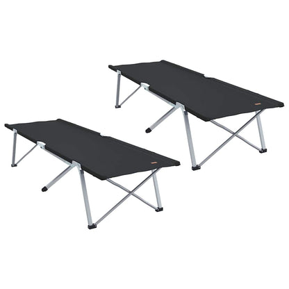 Folding Camping Bed Folding 2 pcs Black 194 x 62.5 x 42.5 cm