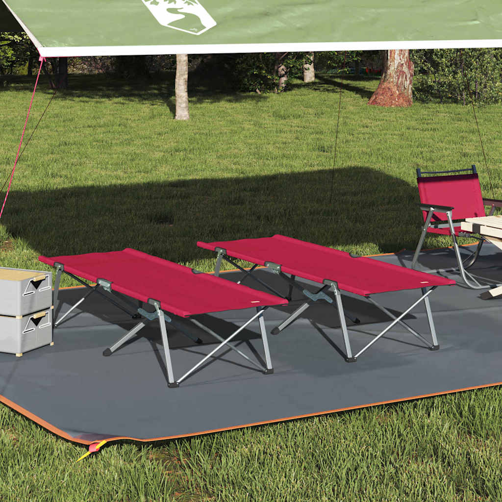 Folding Camping Bed Folding 2 pcs Red 194 x 62.5 x 42.5 cm
