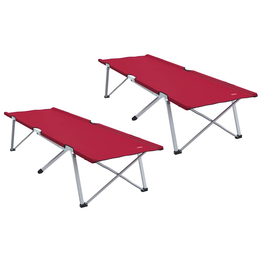 Folding Camping Bed Folding 2 pcs Red 194 x 62.5 x 42.5 cm