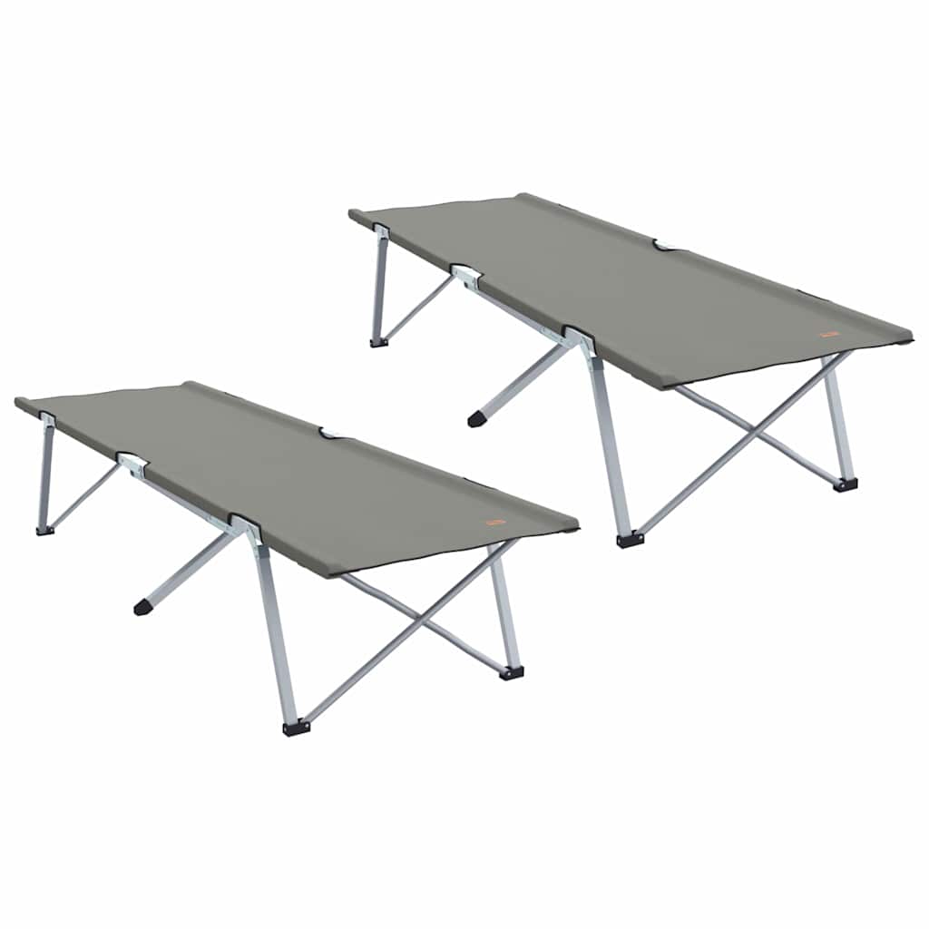 Folding Camping Bed Folding 2 pcs Grey 194 x 62.5 x 42.5 cm