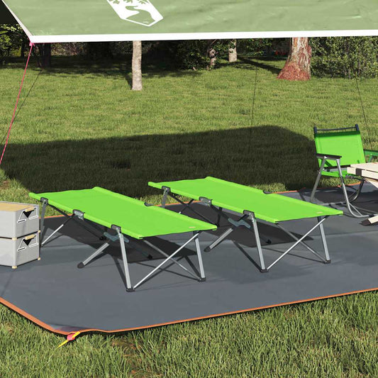 Folding Camping Bed Folding 2 pcs Green 194 x 62.5 x 42.5 cm