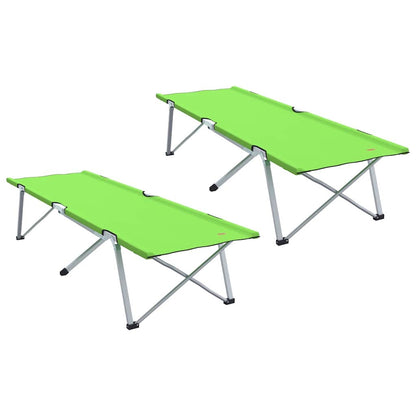 Folding Camping Bed Folding 2 pcs Green 194 x 62.5 x 42.5 cm