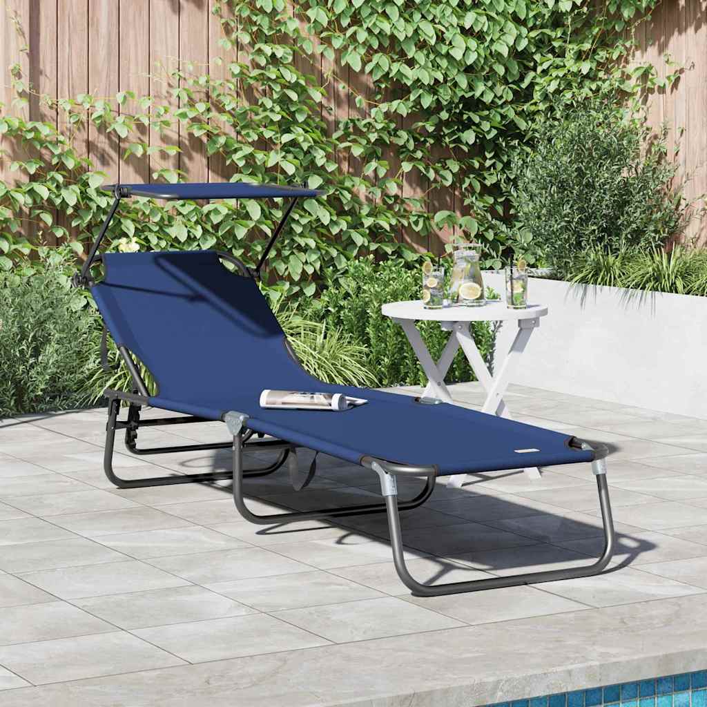 Folding Sun Lounger Folding Blue 190 x 57 x 81 cm Oxford